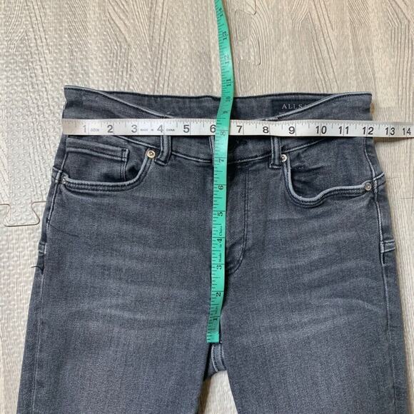 Allsaints Jeans Womens 24 Gray Denim Miller Push Up Super Skinny Stretch Raw Hem - Picture 7 of 16